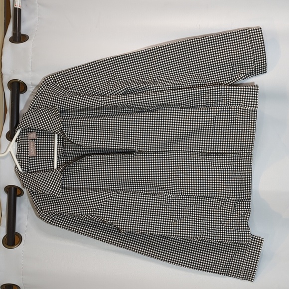 Chico's Jackets & Blazers - Chicos Womans Zip up Jacket Black White Check Size 3 Large with Pockets